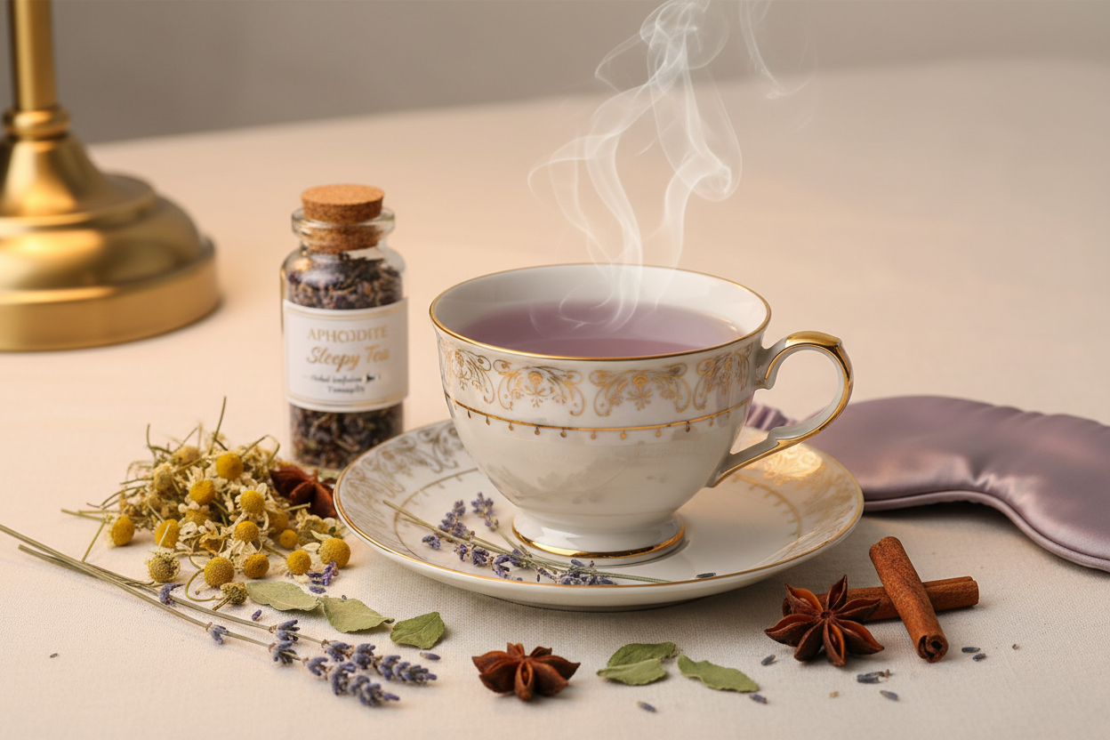 Aphrodite Sleepy Tea brewed