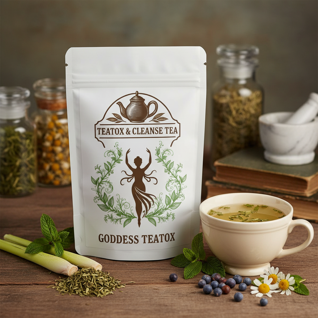 Goddess Teatox & Cleanse Tea branded pouch
