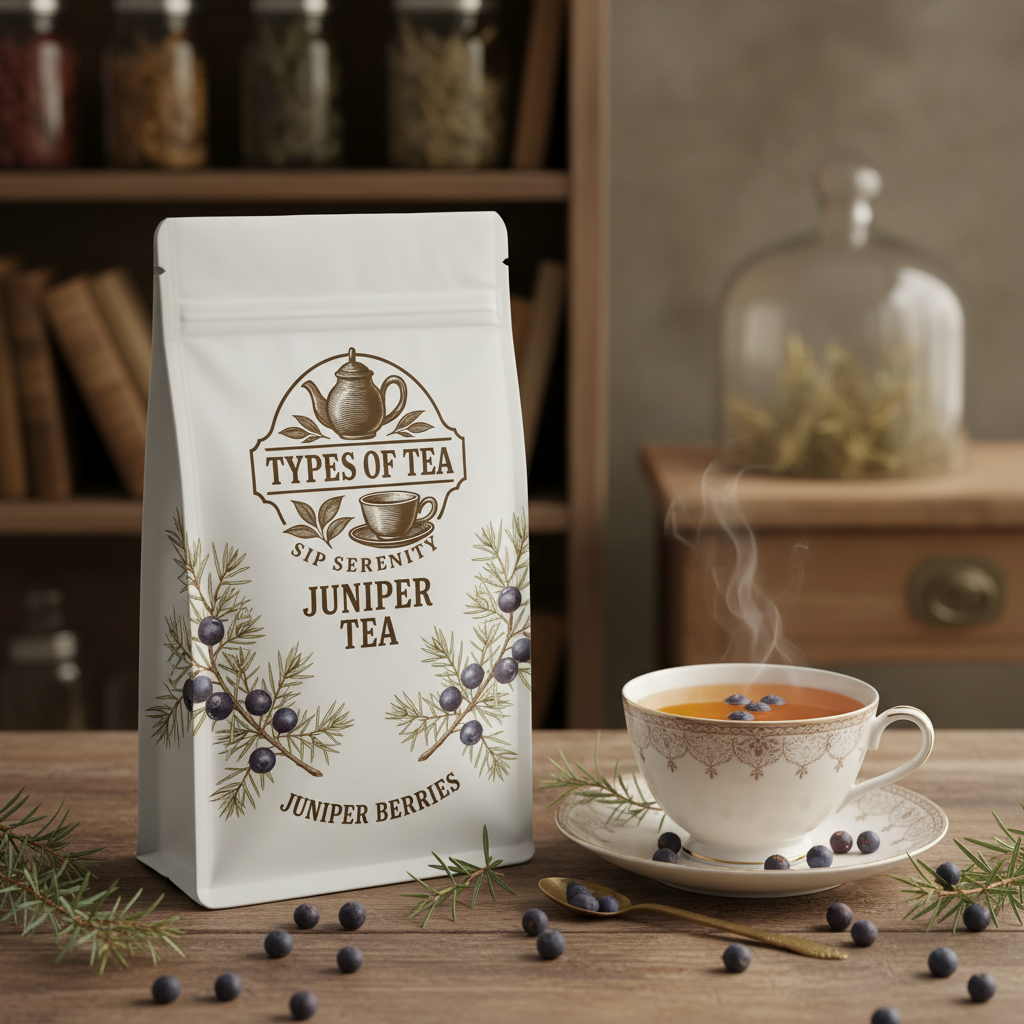 Juniper Berries Tea branded pouch