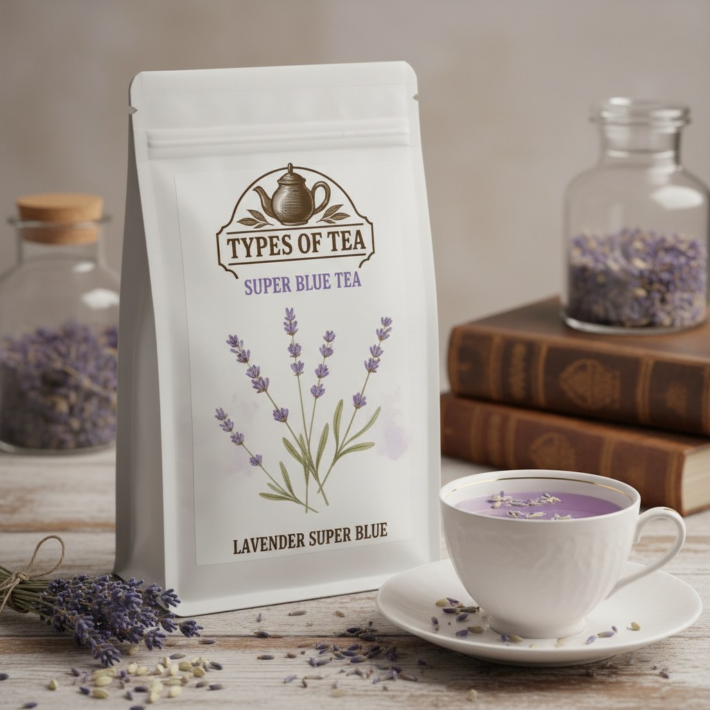 Lavender Super Blue Tea branded pouch