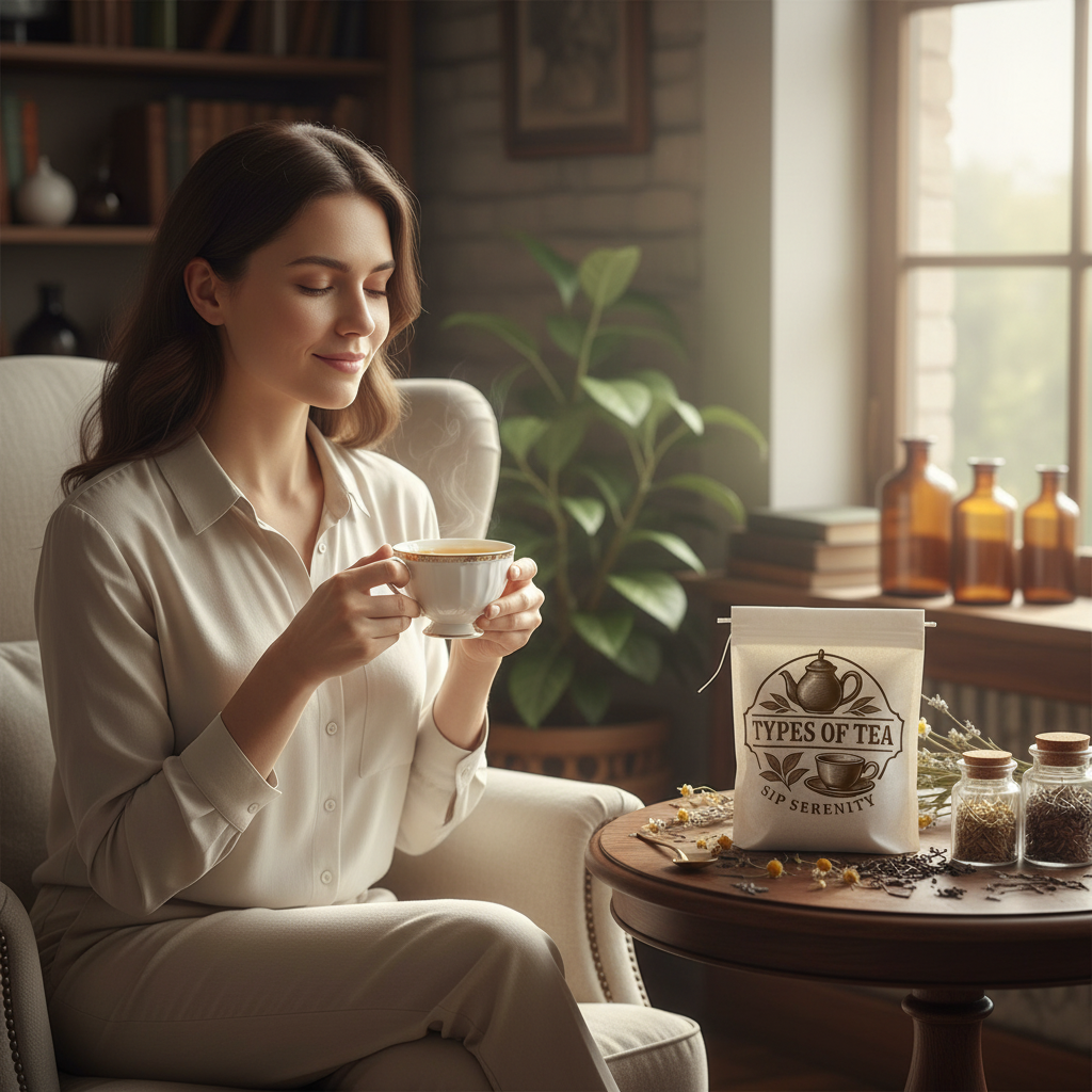 Person enjoying Types of Tea